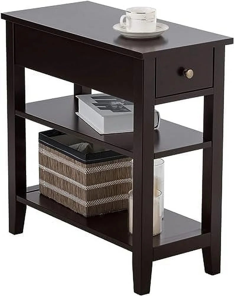 Narrow End Table with Drawer and 2 Open Shelves Z3444