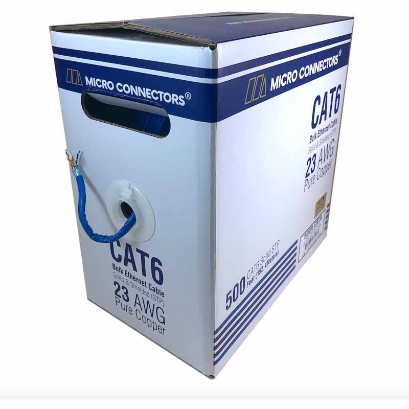 500ft Solid Shielded Cat6 Bulk Ethernet Cable Blue O471063