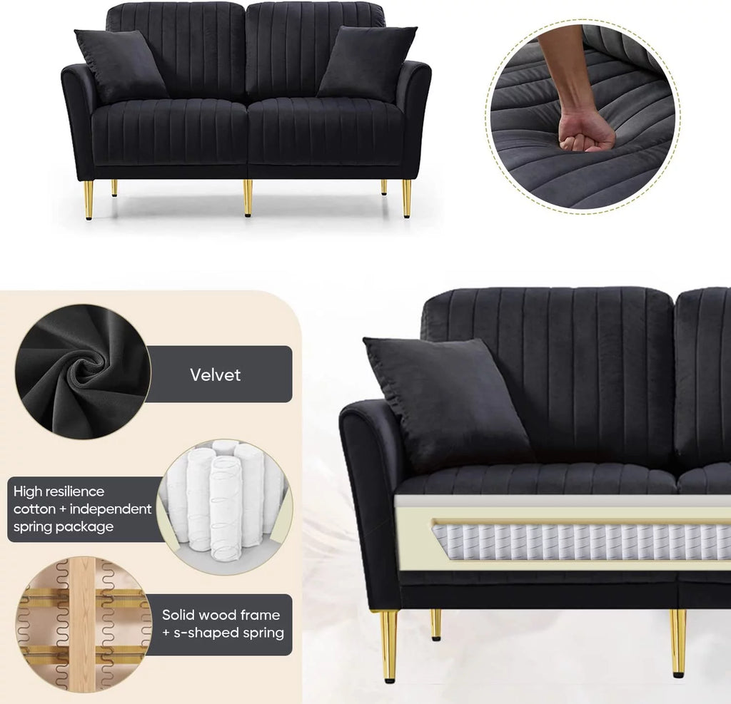 Black Velvet Loveseat I72389
