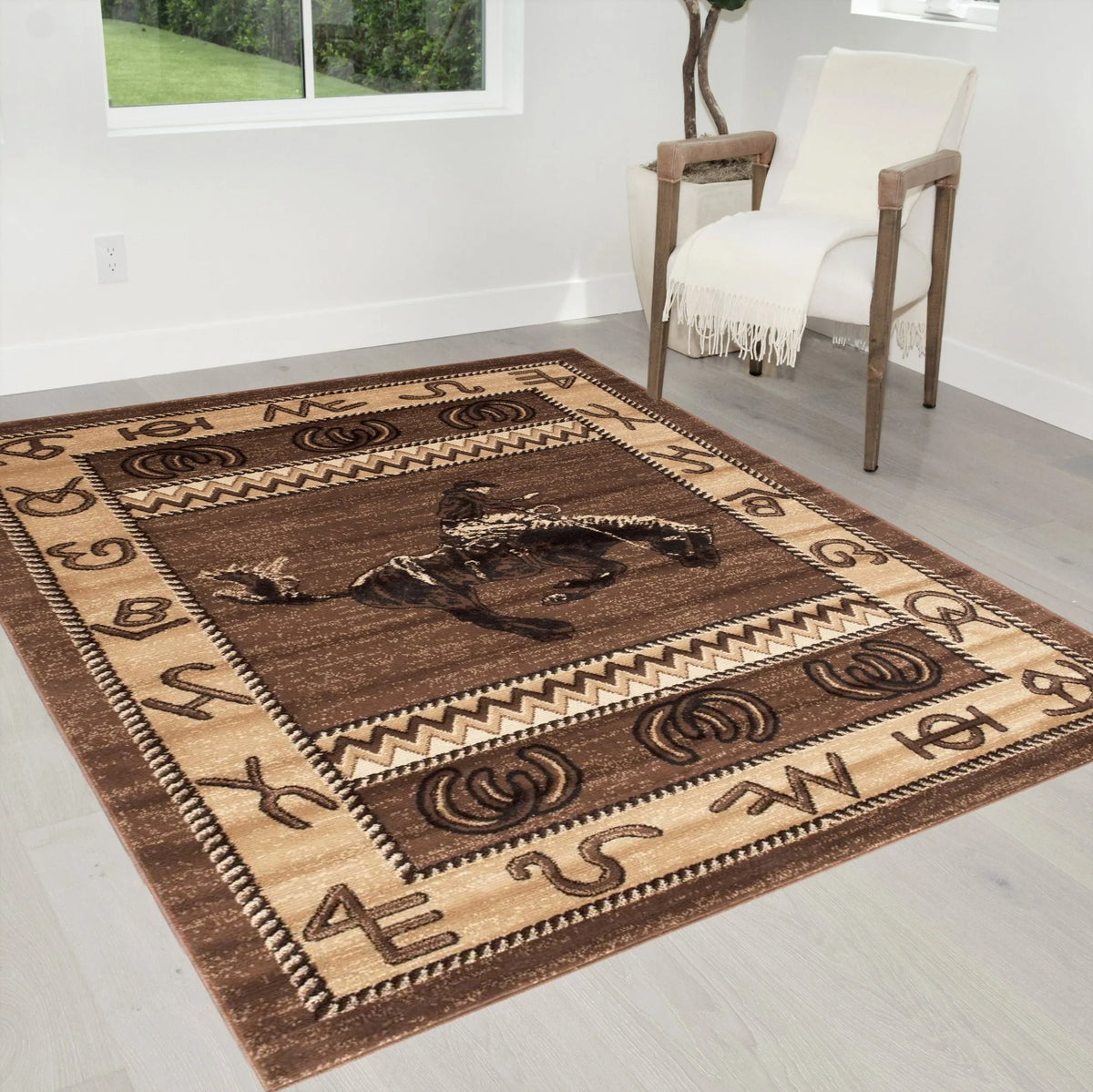 Chocolate Brown/Beige Cabin Area Rug A76706