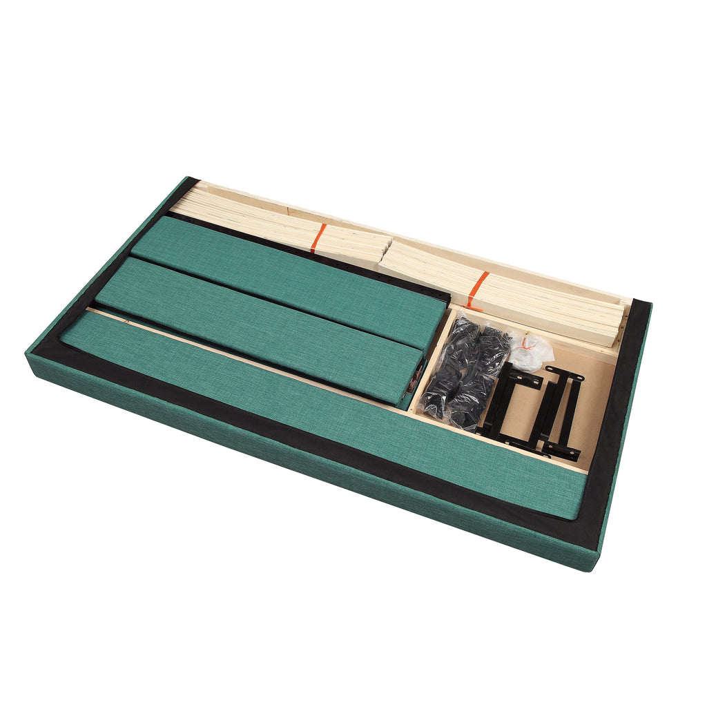 Blue California King Upholstered Platform Bed with Wooden Slats I75203