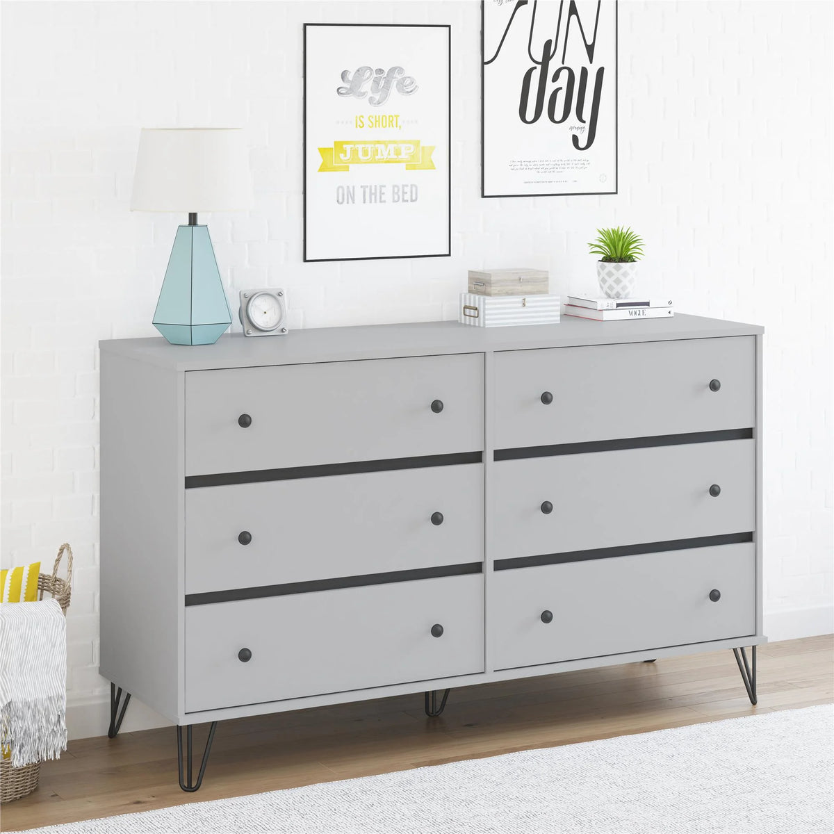 Black 6 Drawer Dresser C295