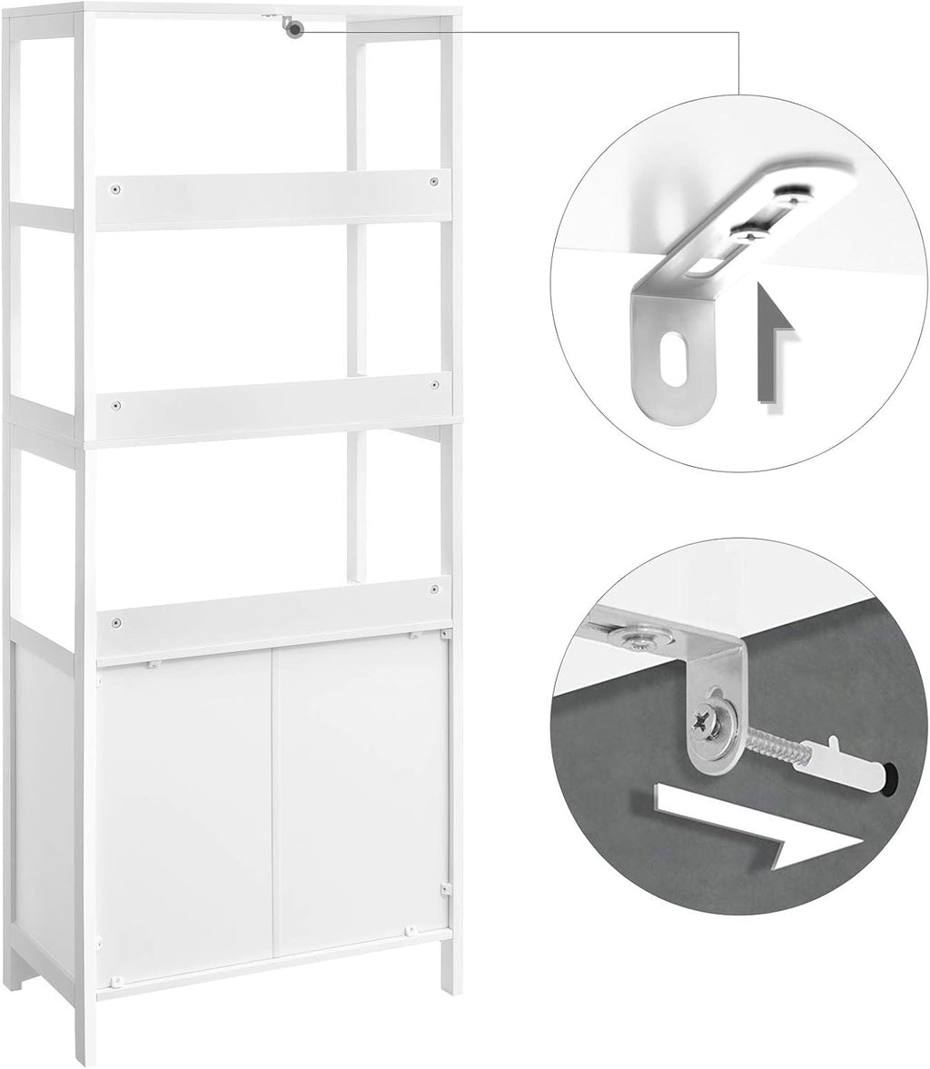 White Free Standing Storage Cabinet with 3 Shelves P76322