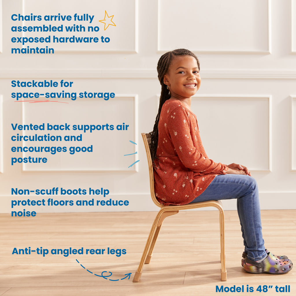 Bentwood Chair, 12in Seat Height, Natural, 2-Pack E82278