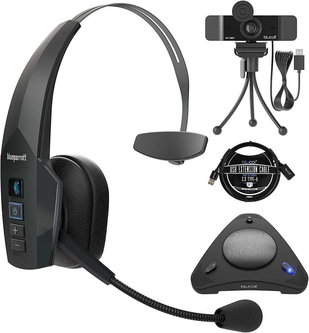 Noise Canceling Bluetooth Headset Bundle with USB Webcam and Conference Speakerphone M7415