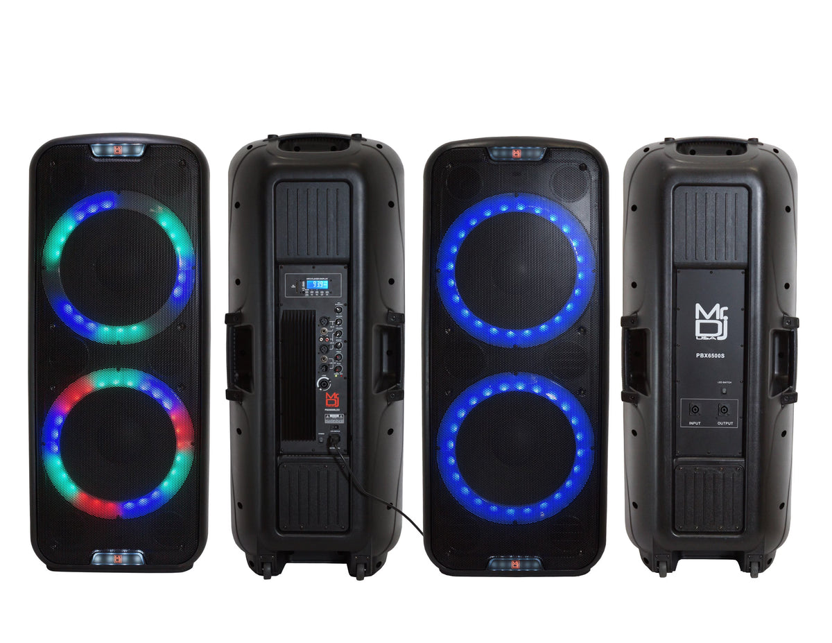 Dual 15” 3-Way Full-Range Powered and Passive DJ PA Bluetooth Loudspeaker W51085