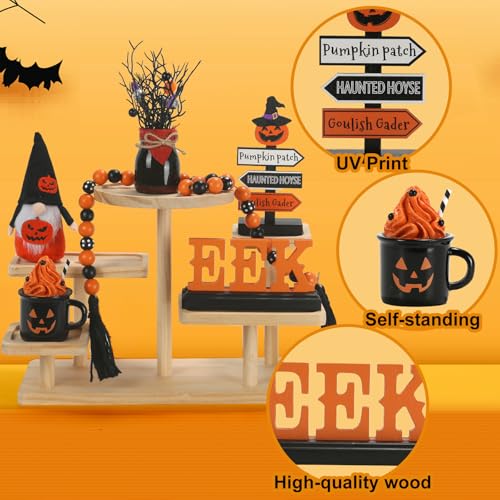 Halloween Decorations and Wooden Two Tiered Tray Stand M165601