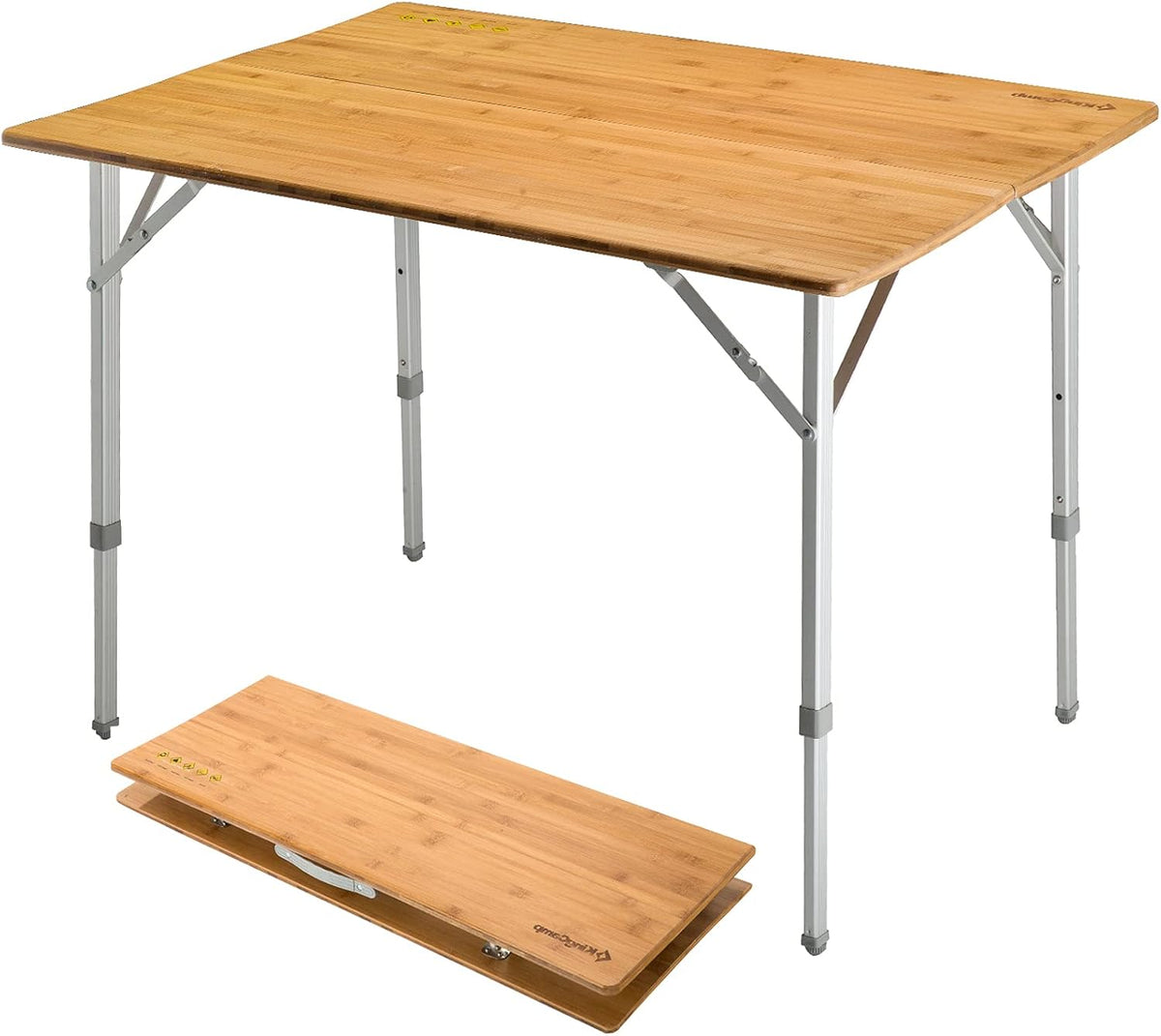 Lightweight Folding Camping Table Bamboo Outdoor Adjustable Height Portable Picnic A164