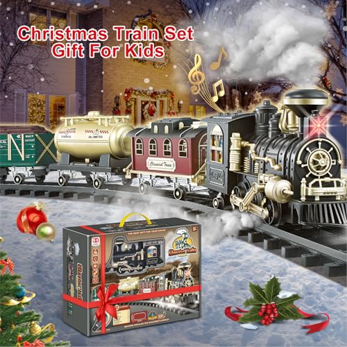 Remote Control Steam Locomotive Toy Train with Smoke, Lights, Sound & Tracks C83623