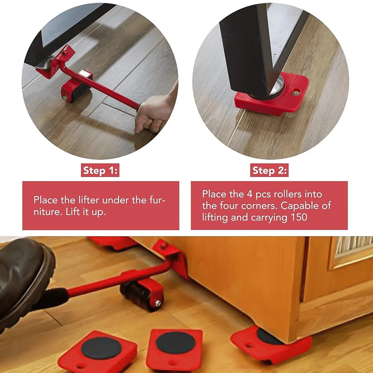 Heavy Duty Furniture Lifter Tool Transport Shifter Appliance Rollers Sliders S5910