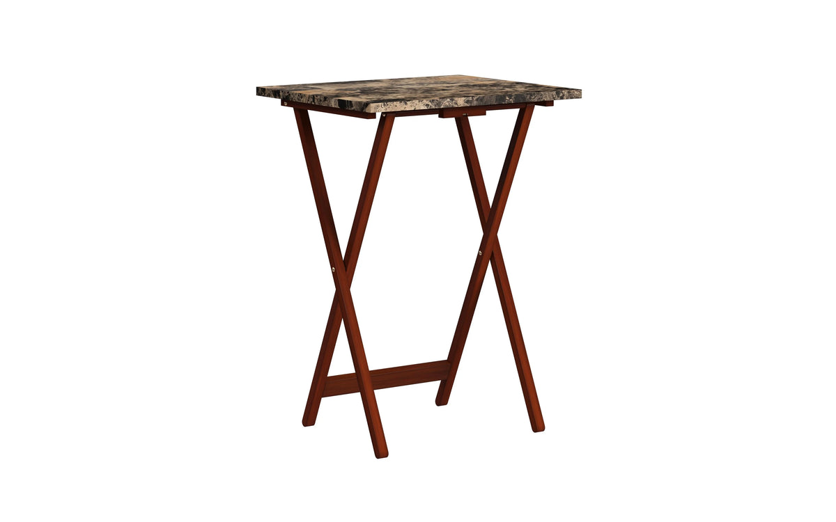 5-piece Faux Marble Folding Snack Tray Table Set I720787