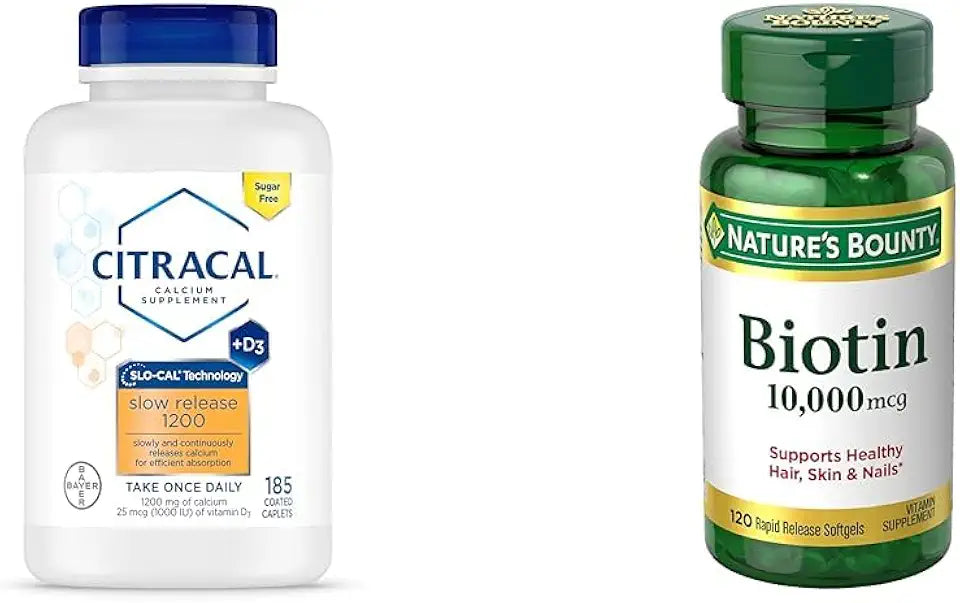 1200 mg Calcium Citrate and Calcium Carbonate Blend, 10,000 mcg Biotin Softgels T449014
