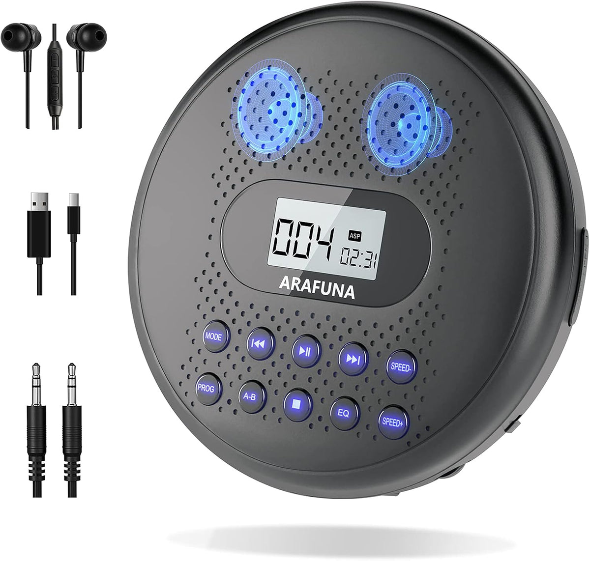 Portable CD Player with Dual Stereo Speakers and Anti-Skip Protection S105956