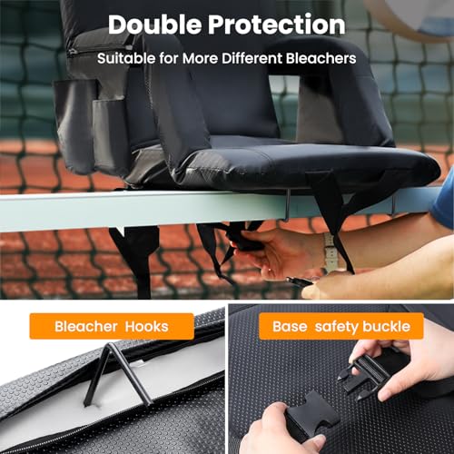 2 Pack Bleacher Chairs with Back Support and Cushion C9368