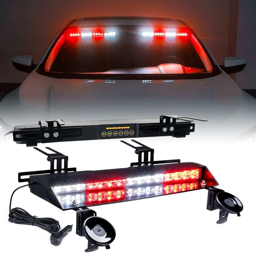 LED Strobe Light Bar Windshield White Red B4245