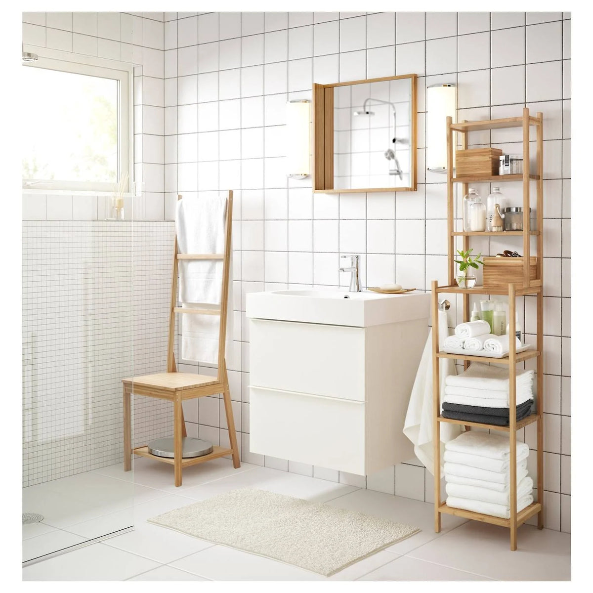 Sink Cabinet with 2 Drawers, High Gloss White W619757