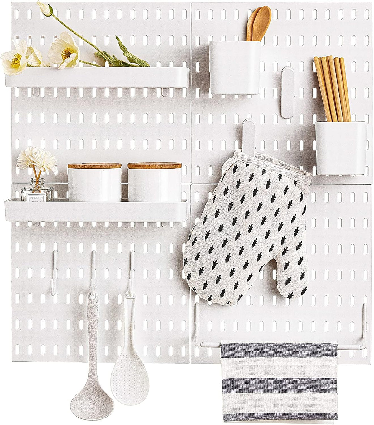 Pegboard Wall Organizer Kit 4 Boards 14 Piece Accessories 22x22 White Pack of 2 H515856
