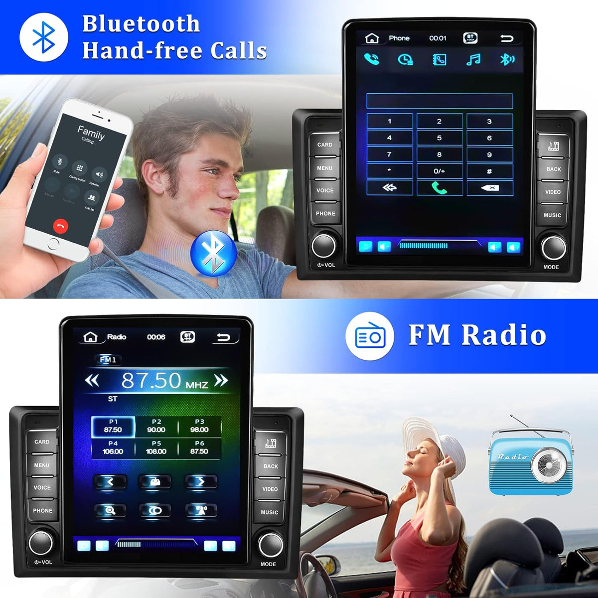 Double Din Car Stereo with Bluetooth and Backup Camera P984297
