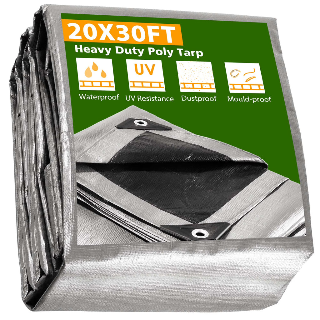 20x30' 14 Mil Heavy Duty Reinforced Poly Tarp Waterproof Cover R418