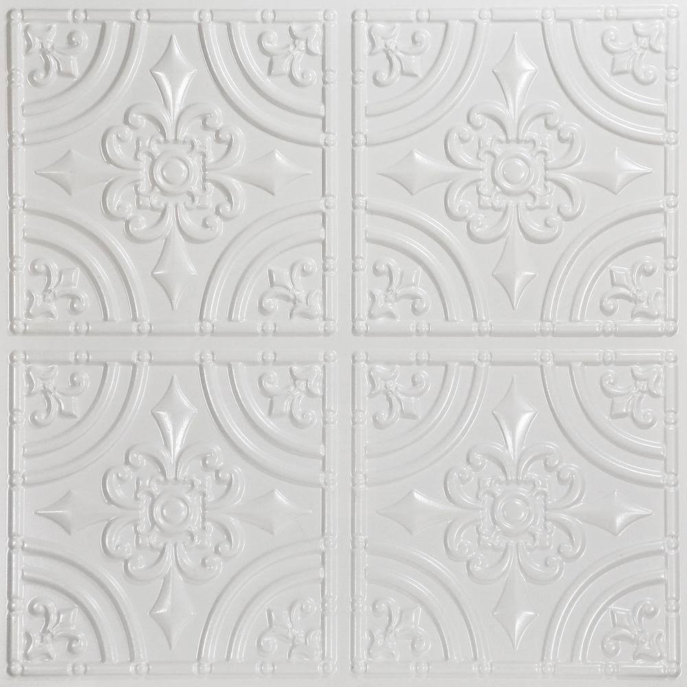 Wrought Iron PVC Ceiling Tile in White Pearl X478