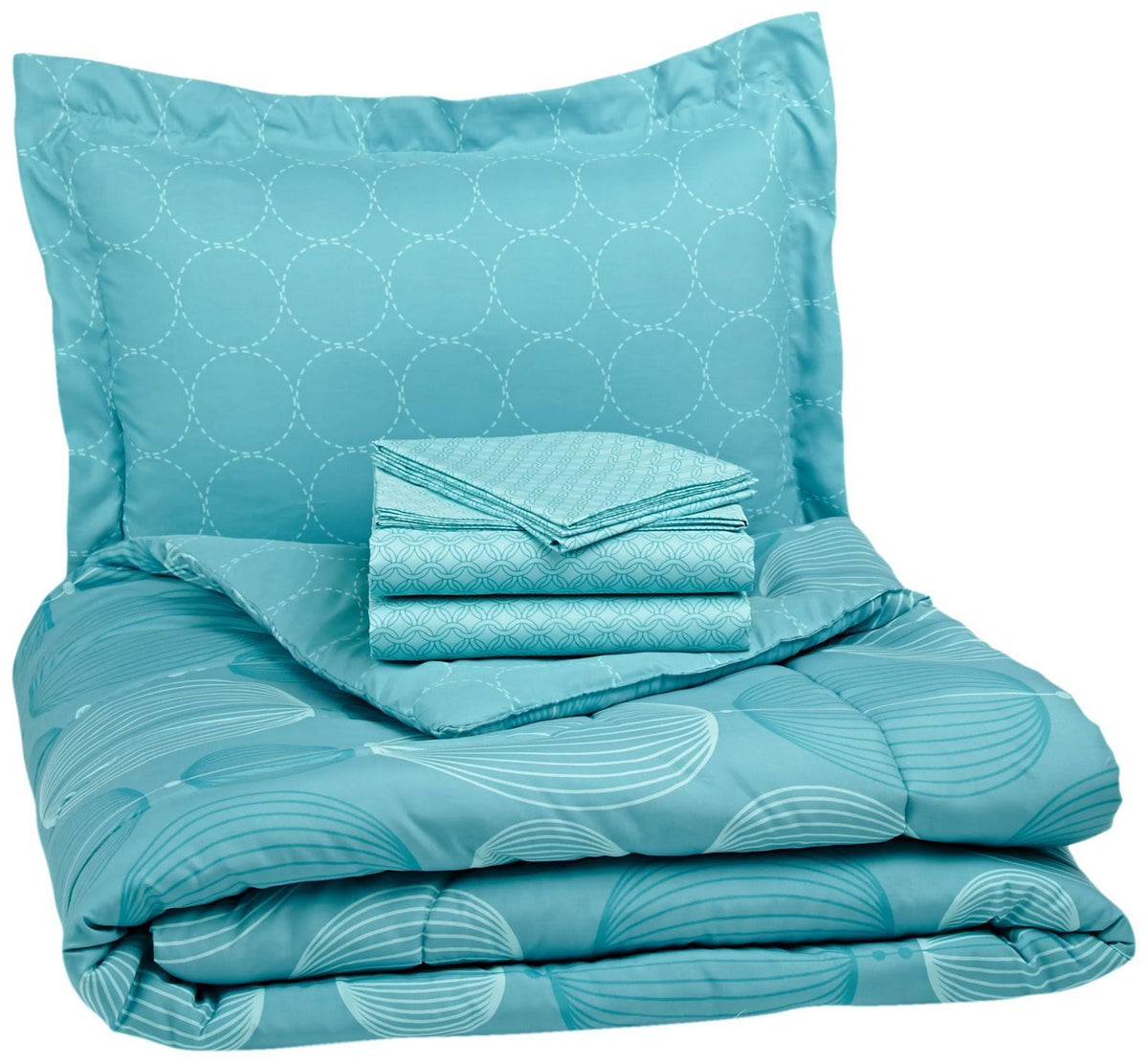 5-Piece Microfiber Bed-in-a-Bag Comforter Bedding Set - Twin or Twin XL, Industrial Teal M7596