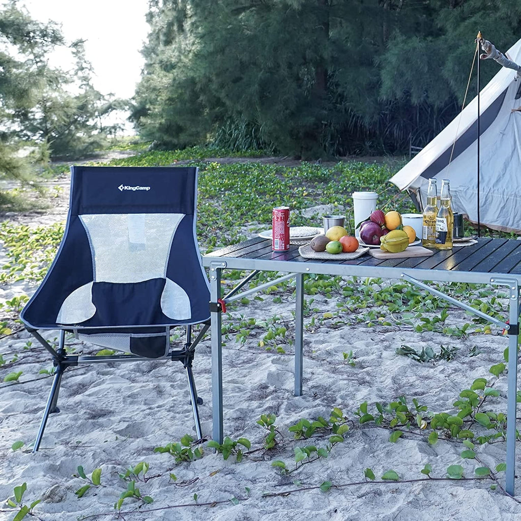 2 Pack High Back Lightweight Extra Wide Folding Camping Chairs with Carry Bag Black Q671