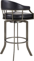 Mineral and Black Faux Leather Swivel Bar Stool H1027