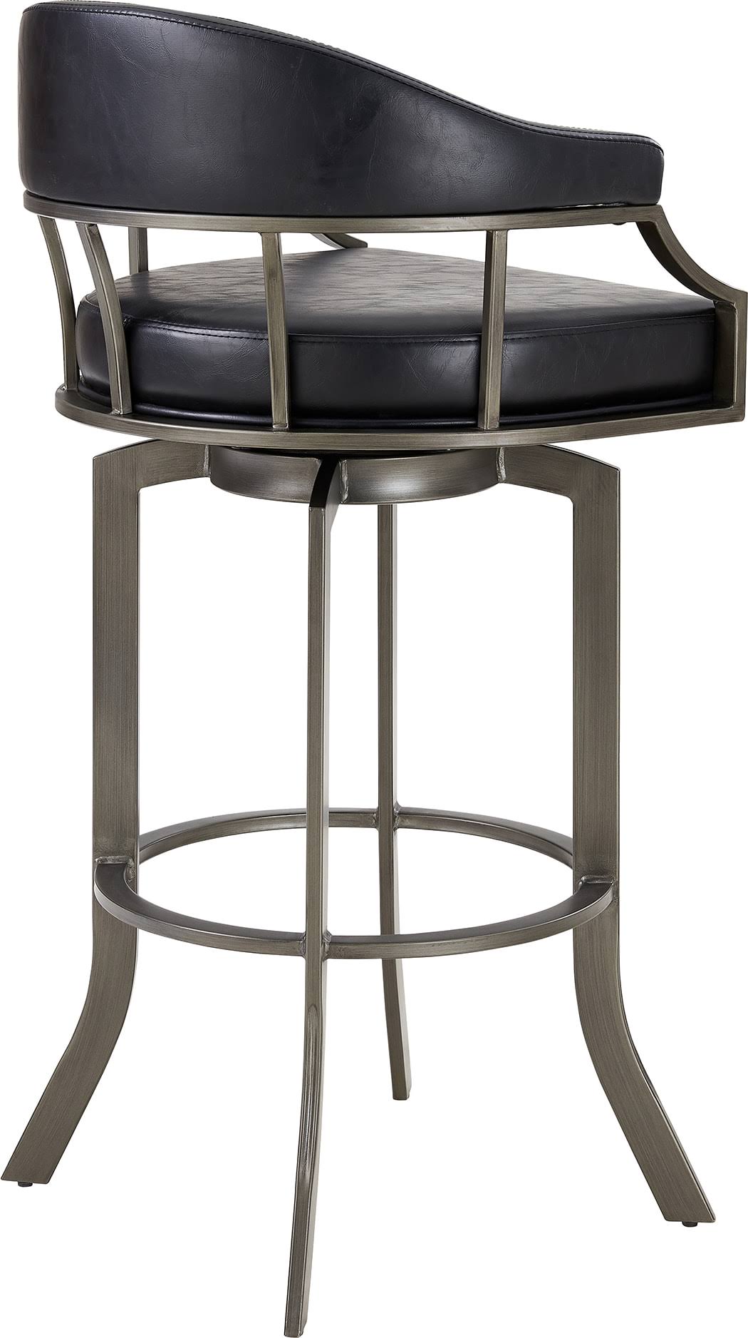 Mineral and Black Faux Leather Swivel Bar Stool H1027