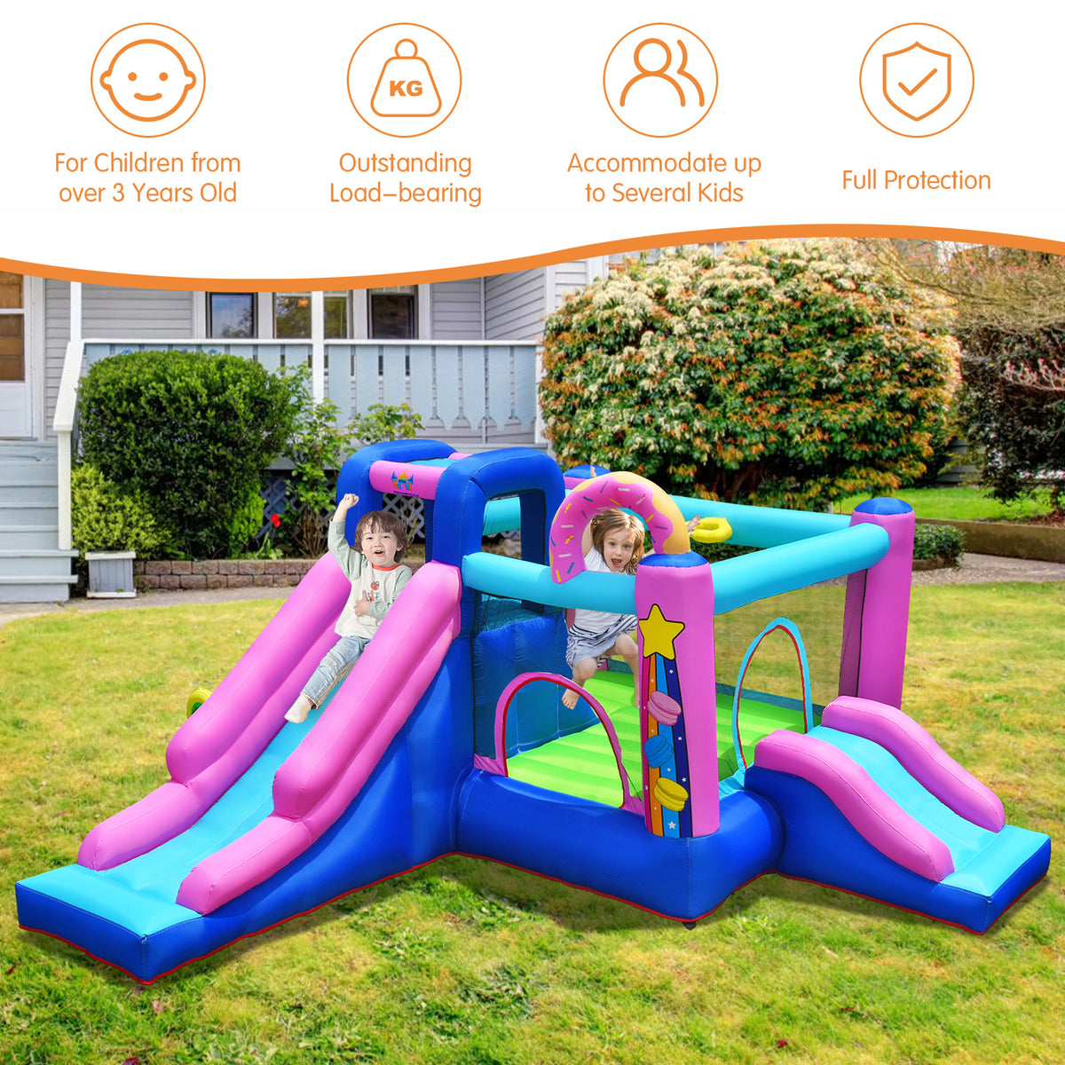 Inflatable Bounce Castle with Dual Slides J5446