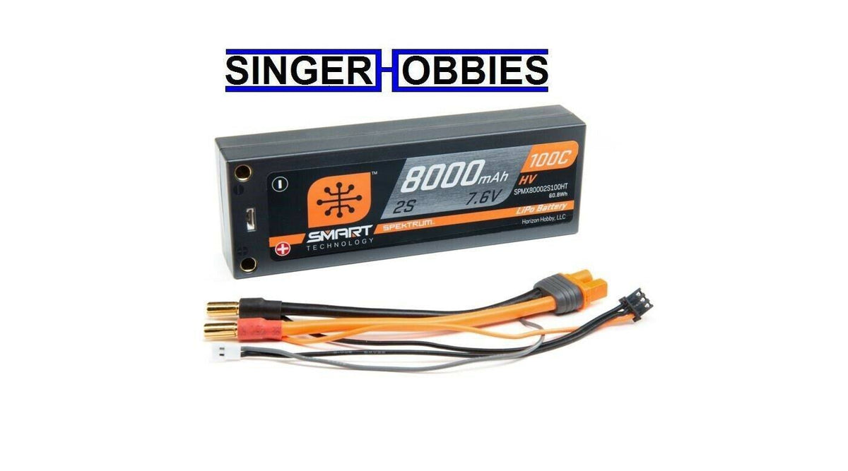 8000mAh 2S 7.6V 100C Smart HV Lipo Case 5mm Tubes S1626