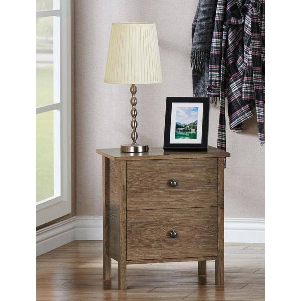 2-Drawer Distressed Walnut Nightstand A385285