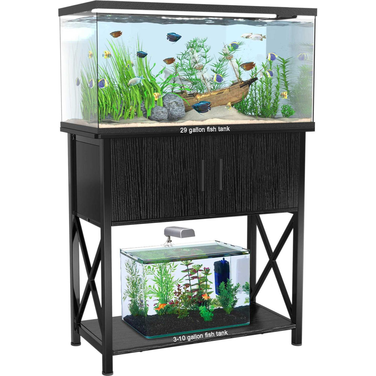 Black 29 Gallon Aquarium Stand with Cabinet N8481