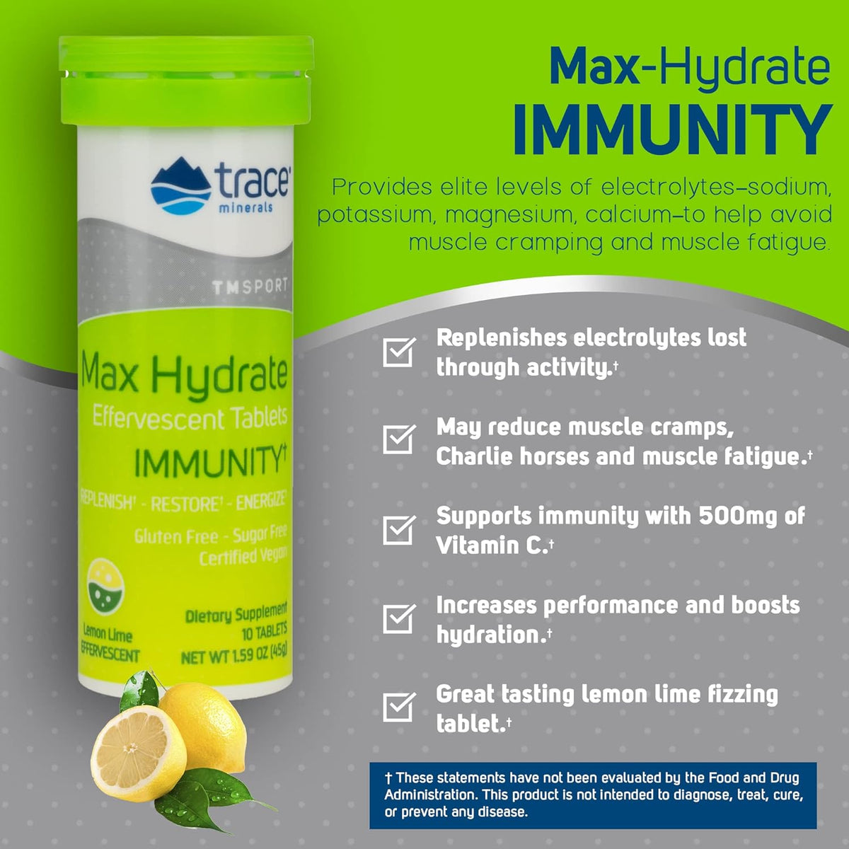 Effervescent Tablets Lemon Lime 8 Tubes of 10 Tablets Pack of 2 D34973