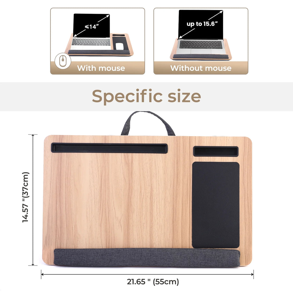 Lap Desk with Wrist Rest, Mouse Pad and Phone Holder, 21.7" x 14.6", Fits Up to 15.6" Laptop, Portable A21591
