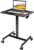 Mobile Desk Computer Desk with Lockable Wheels, Height Adjustable Laptop Cart J3766