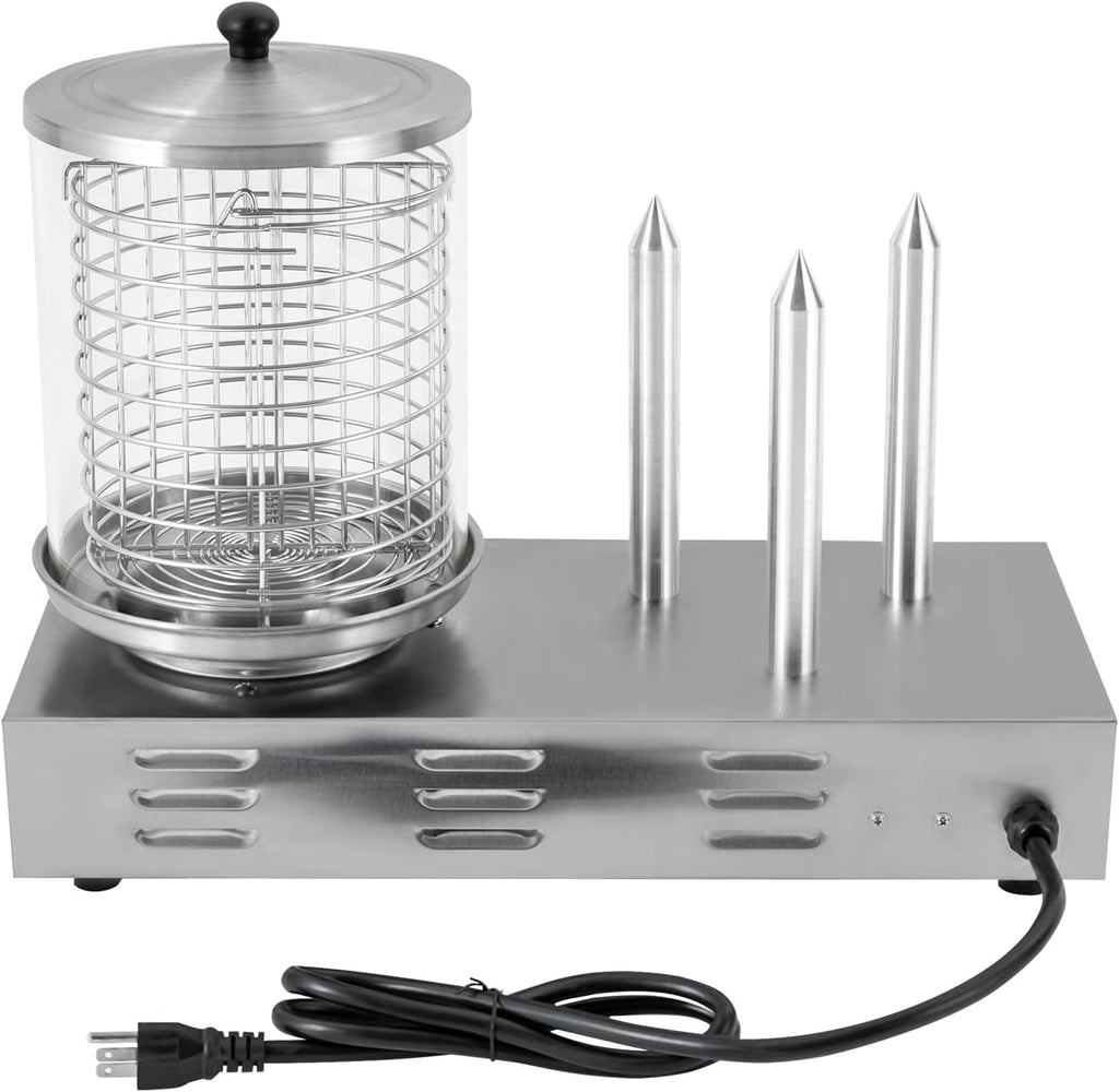Electric Hot Dog Steamer & Bun Warmer Stainless Steel Portable Commercial 86-230℉ 19.72x10.94x14.57in U903959