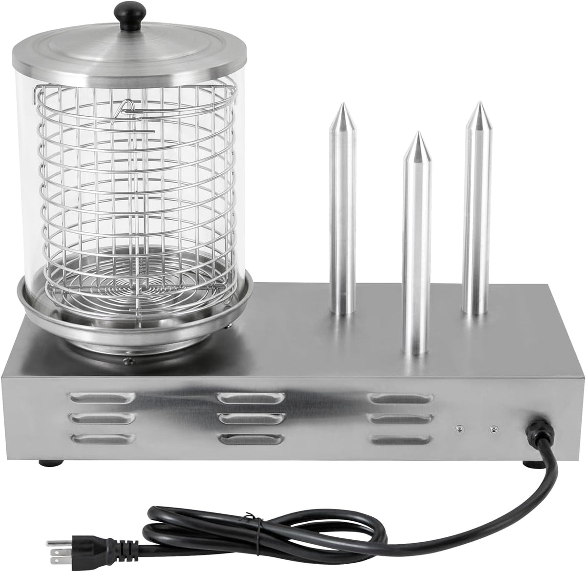Electric Hot Dog Steamer & Bun Warmer Stainless Steel Portable Commercial 86-230℉ 19.72x10.94x14.57in U903959