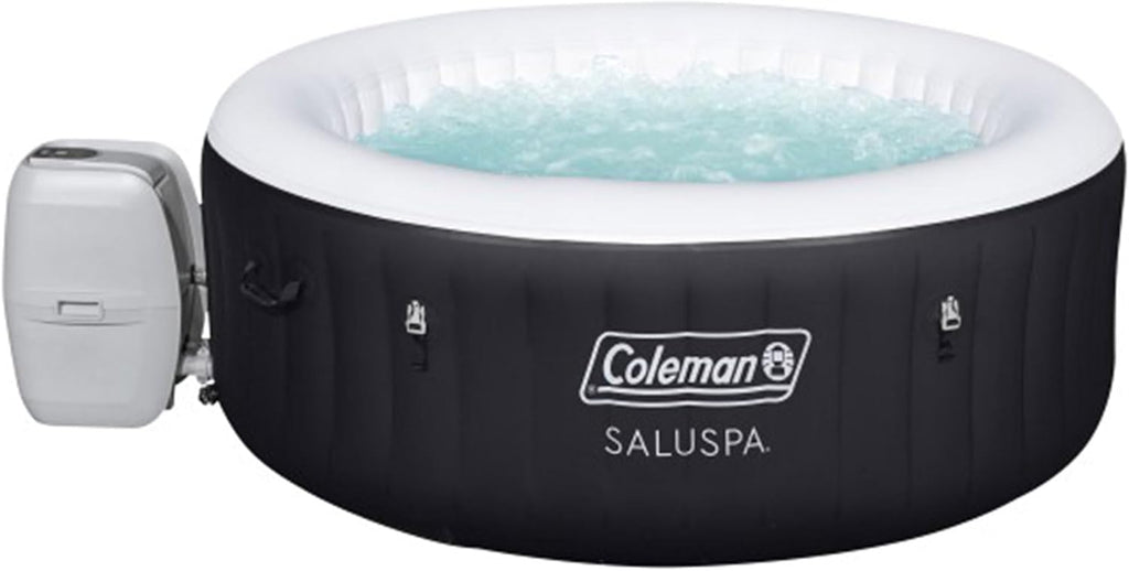 Black 4 Person Inflatable Round Hot Tub with 60 Air Jets E79871