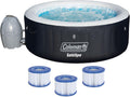 Black 4 Person Inflatable Round Hot Tub with 60 Air Jets E79871
