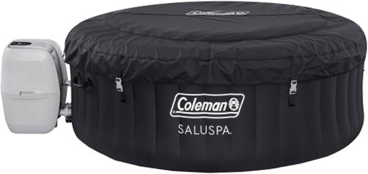 Black 4 Person Inflatable Round Hot Tub with 60 Air Jets E79871