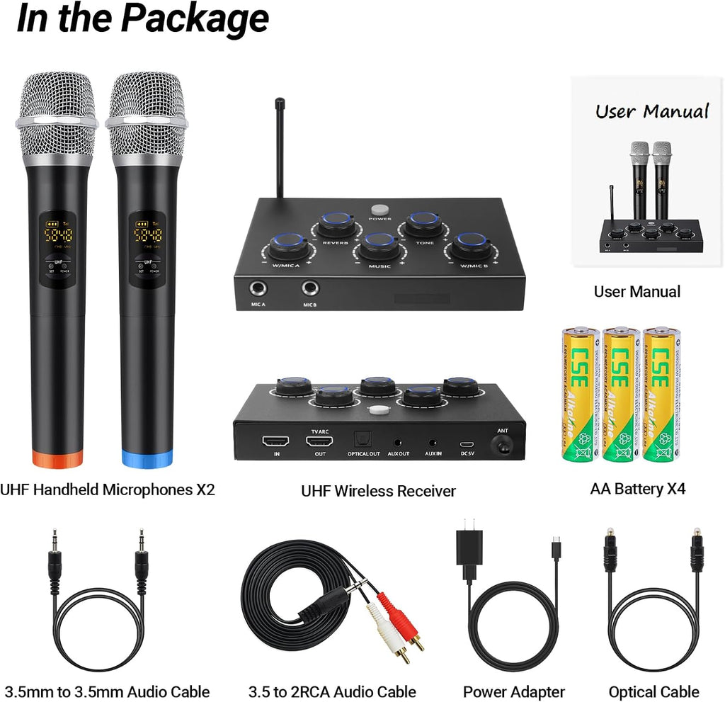 Wireless Karaoke Microphone System with 16 Channels UHF Microphone H51565