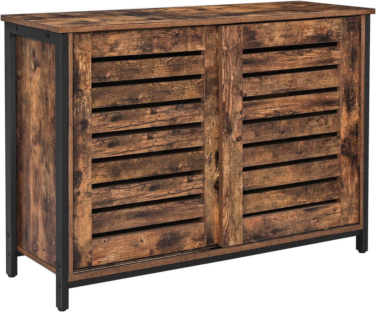 Rustic Brown Sideboard with Sliding Doors J595