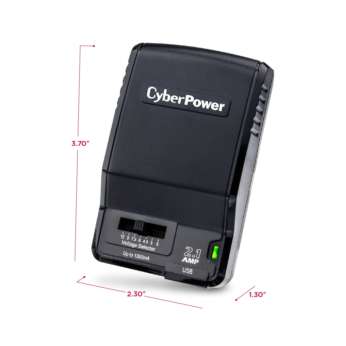 Universal Power Adapter 3 -12 Volt / 1300mA with Folding AC Plug and 2.1 Amp USB Charge Port D73794