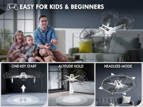 Black Mini Drone with Camera, Remote Control Quadcopter with 1080P HD Live Video Camera, 2 Batteries G65284