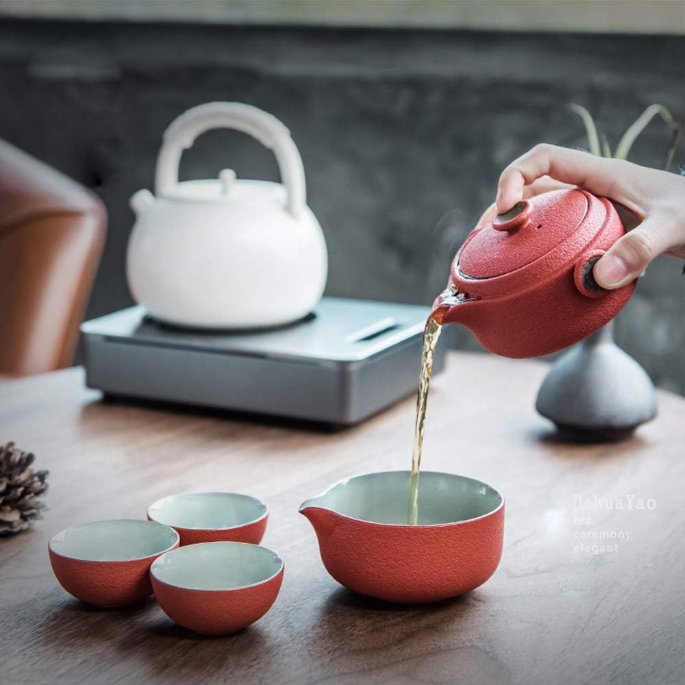 Ceramic Teapot with 4pcs Cups Travel Tea Set G687367