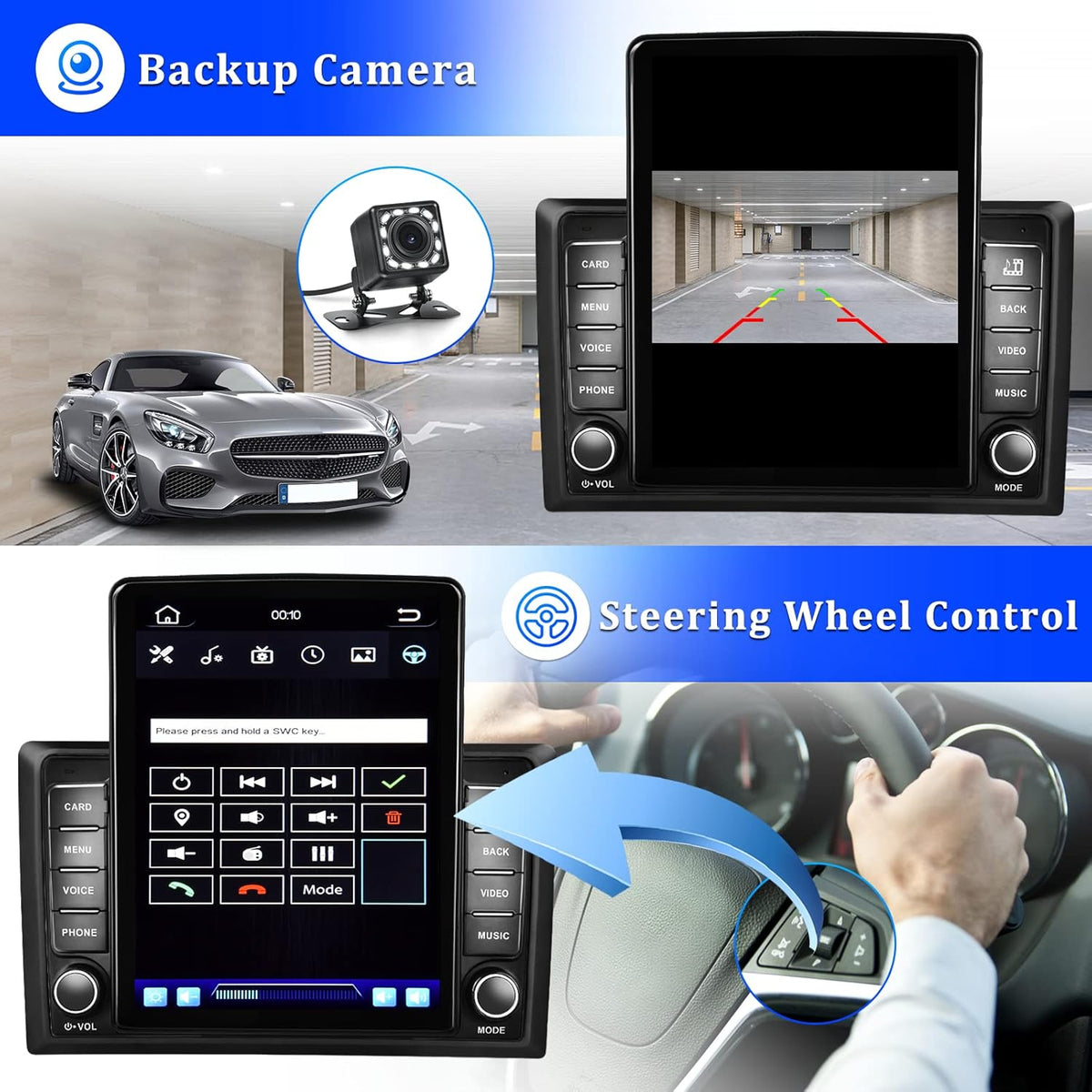 Double Din Car Stereo with Bluetooth and Backup Camera P984297