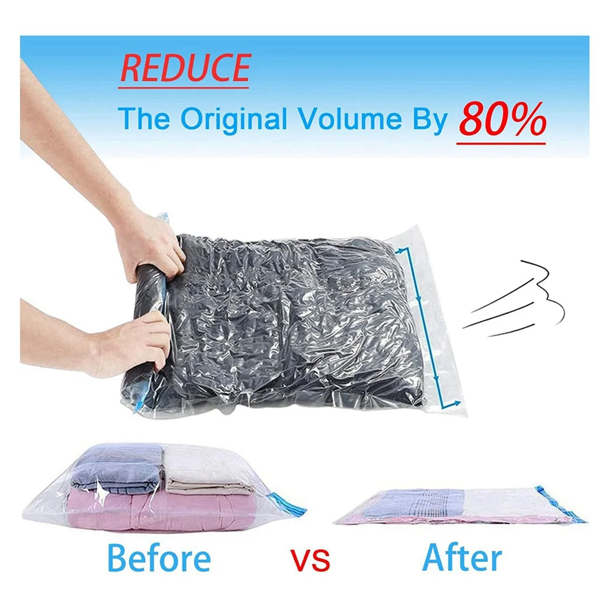 12 Pack Reusable Roll Up Compression Bags 35X50cm Medium Vacuum Storage Bags X729846