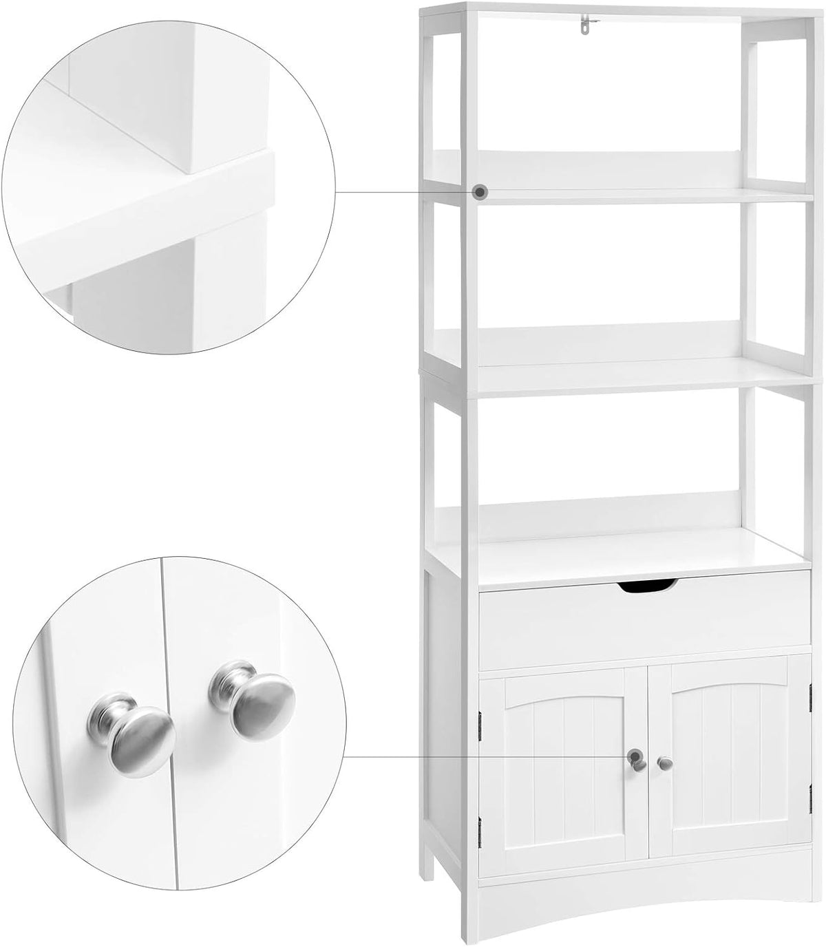 White Free Standing Storage Cabinet with 3 Shelves P76322