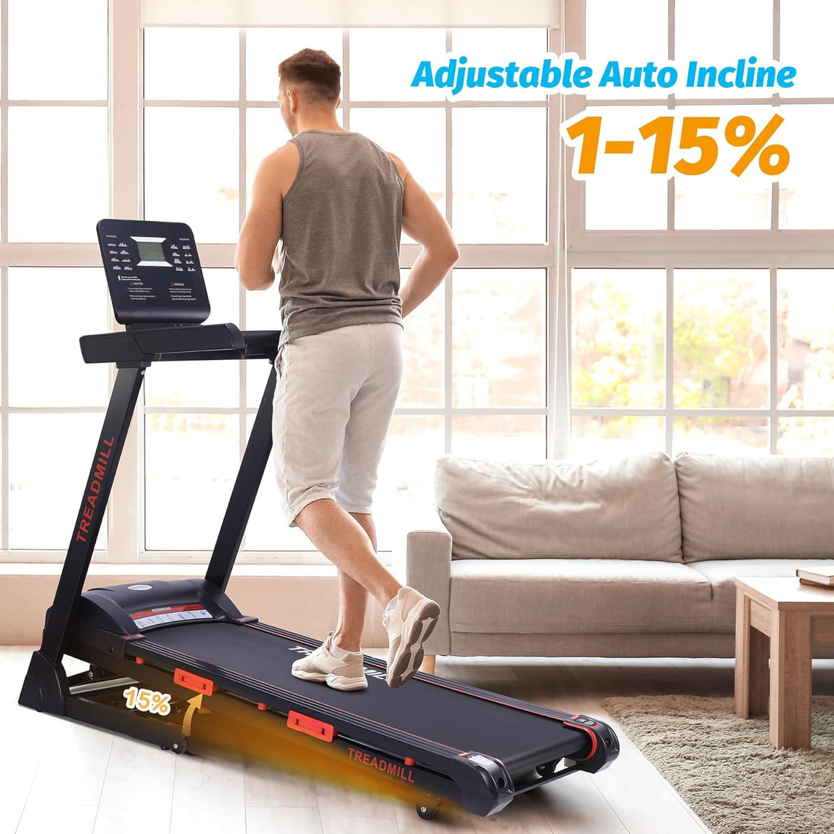 3.5 HP Quiet Brushless Folding Treadmill with 48x18in Running Area K645590