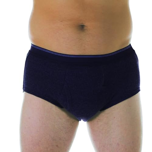 Men’s Incontinence Briefs with Super Absorbency - Reusable & Washable Leak Proof Underwear (Gray) (M) (Waist 34-36") R86630